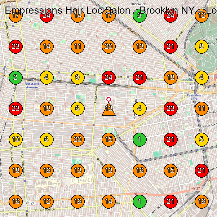 Empressions Hair Loc Salon - Brooklyn NY Hair Salon GeoGrid ranking map for Brooklyn NY